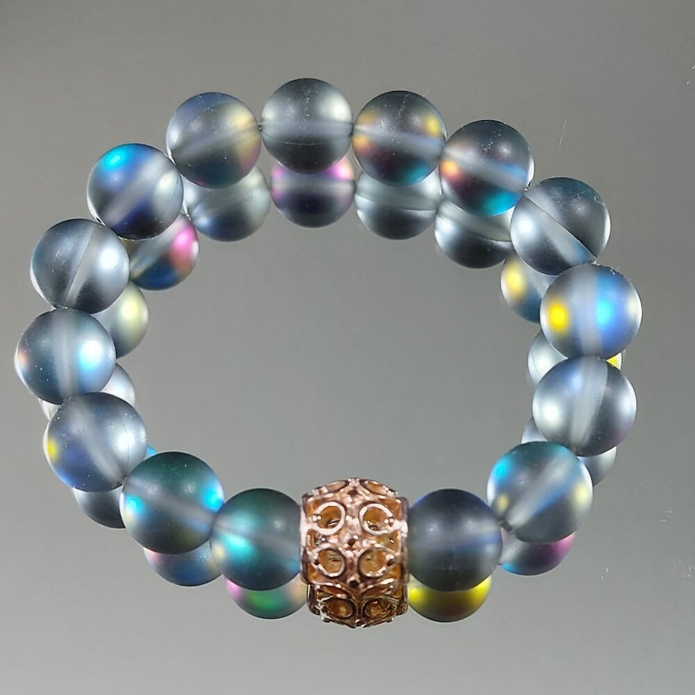 Moonstone Glass Beaded Stretch Fashion Bracelet